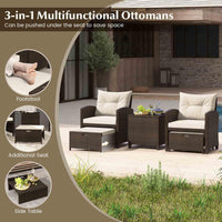 Outdoor 5 Piece Patio Rattan Furniture Setting for Poolside Backyard Lawn & Deck