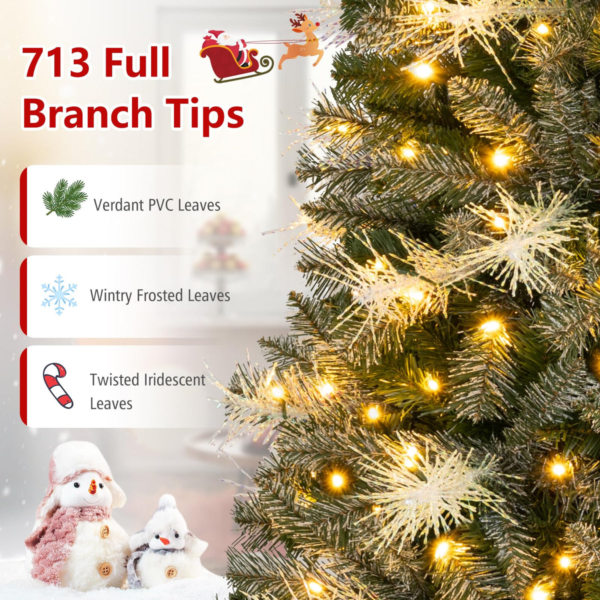 152/183 cm Pre-Lit Artificial Christmas Tree w/ 190/270 LED Lights