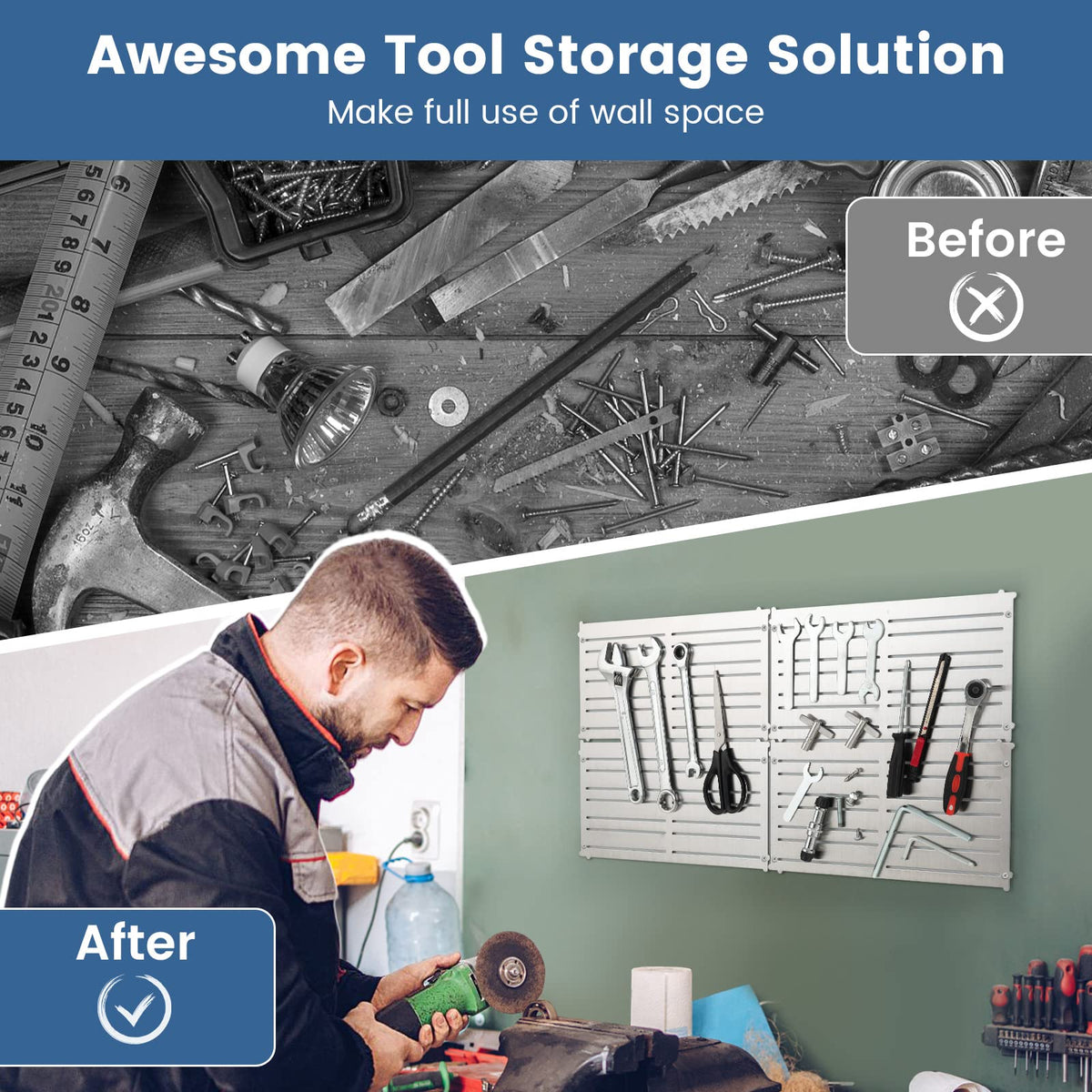 4 Pieces Magnetic Tool Organizers with 32 Strong Magnetic Strips