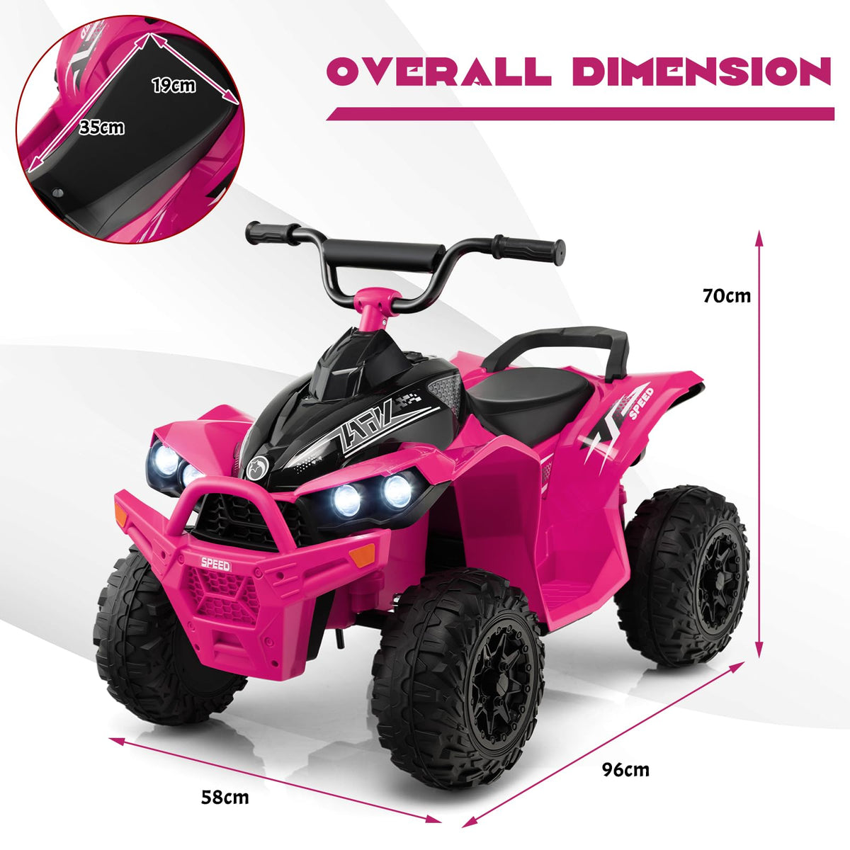 12V Kids Ride On ATV with High/Low Speed and Comfortable Seat