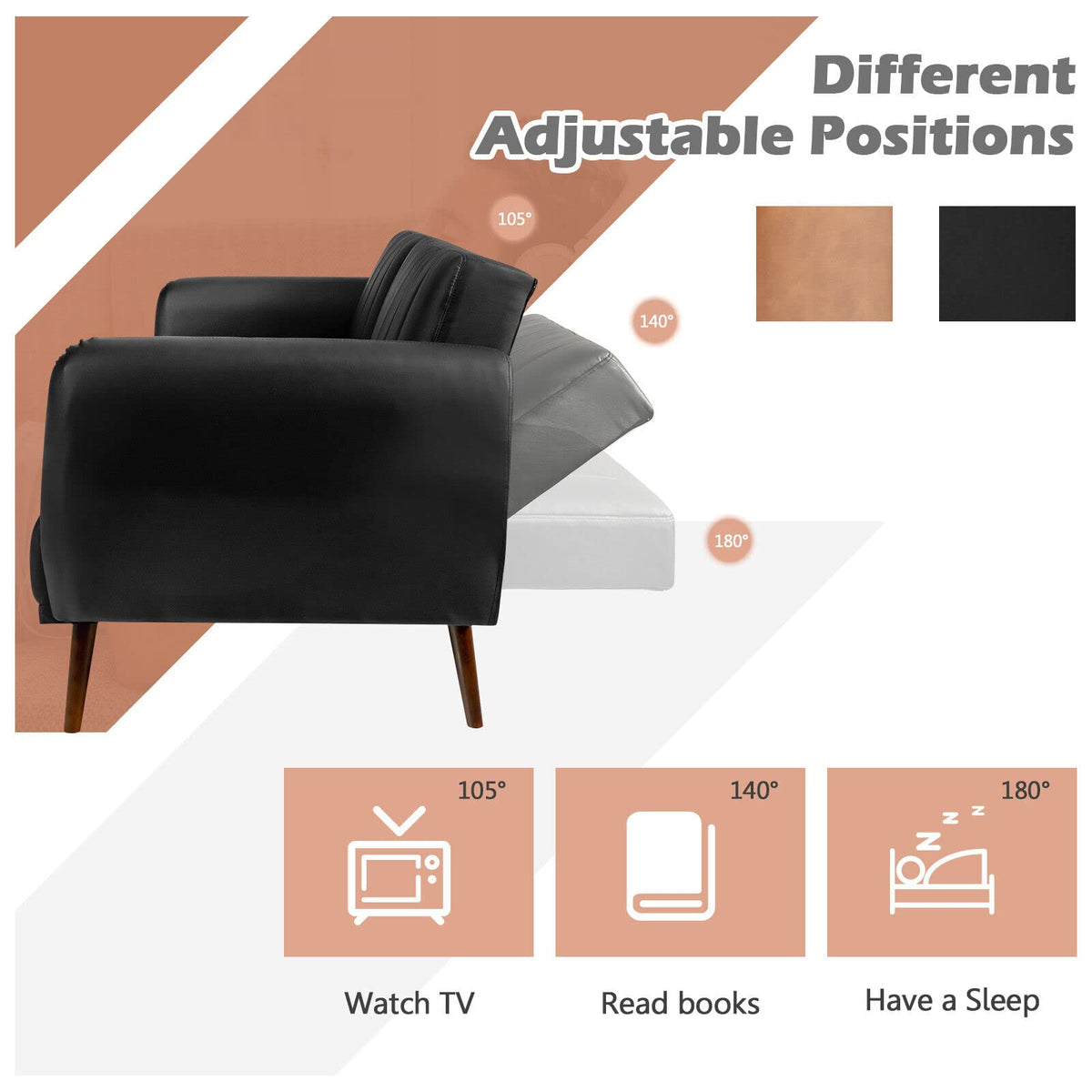 Giantex Sofa Bed, Sofa Futon w/Rubber Wood Legs