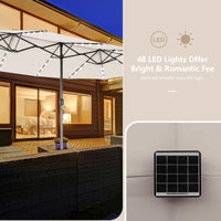4.7M Double-Sided Patio Umbrella with Solar Lights for Poolside Garden Yard