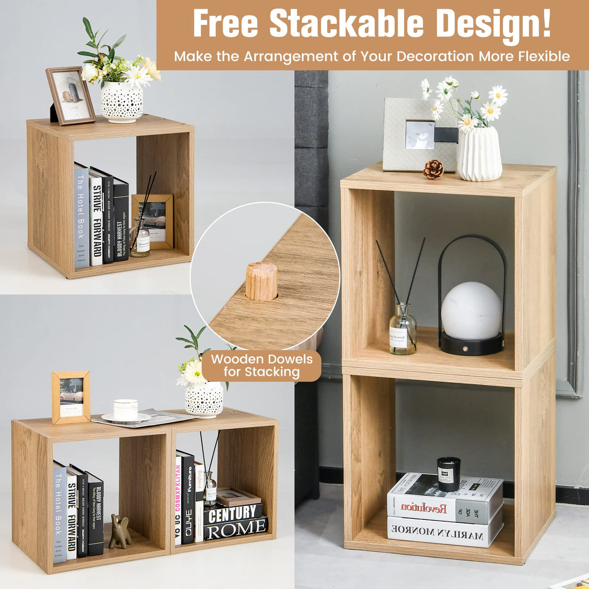 Giantex Stackable 2-Tier Storage Cube, Home Cubby Organize