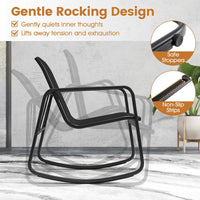 3 Piece Rocking Bistro Set Patio Furniture Set with 2 Rocking Chairs and Coffee Table