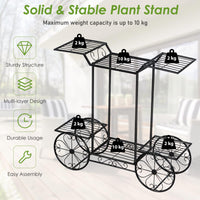 4-Tier Flower Stand, Iron Plant Stand for Indoor & Outdoor Use