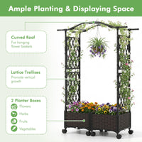 Self-Watering Planter Boxes w/Lattice Trellis & Roof