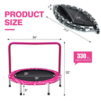 Giantex 36-Inch Mini Trampoline for Kids, ASTM Approved Foldable Rebounder Trampoline
