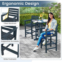 Patio Adirondack Bar Chairs Set of 2, HDPE Bar Height Chairs w/Wide Armrests & Footrest