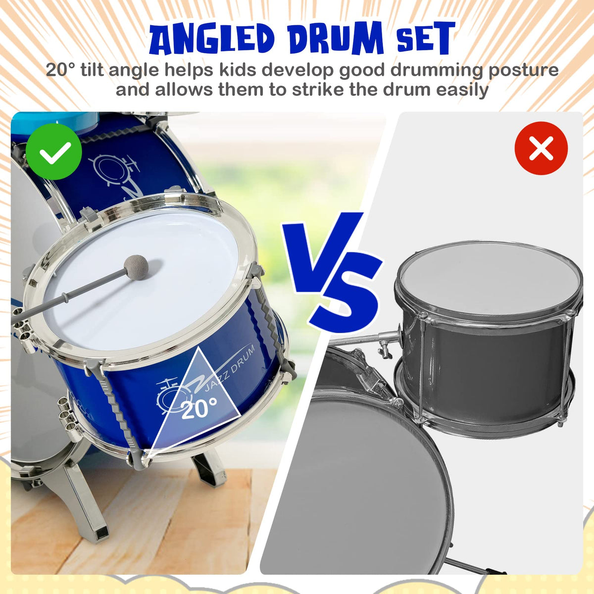 Kids Drum Keyboard Set with Stool & Microphone Stand