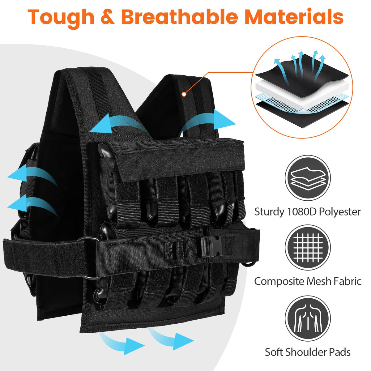 20 Kg Weight Vest with Removable Iron Weights for Strength Training and Running