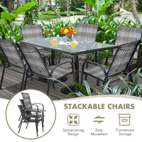 Set of 6 Outdoor PE Wicker Stackable Chairs for Garden & Yard & Deck & Lawn