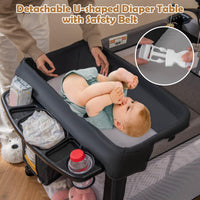5-in-1 Baby Pack and Play with 4-Level Adjustable Height and Changing Table