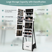Giantex Mirror Jewelry Cabinet, Jewelry and Makeup Organizer w/ Full Length Mirror