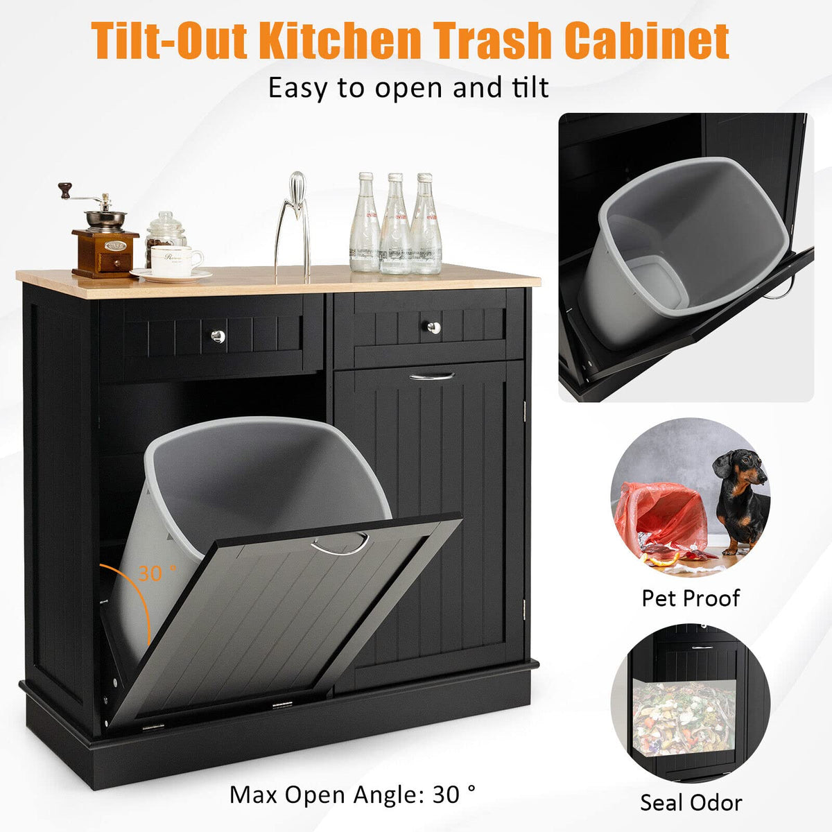 Giantex Kitchen Trash Cabinet, Tilt Out Trash Bin Cabinet with Single Trash Can Holder