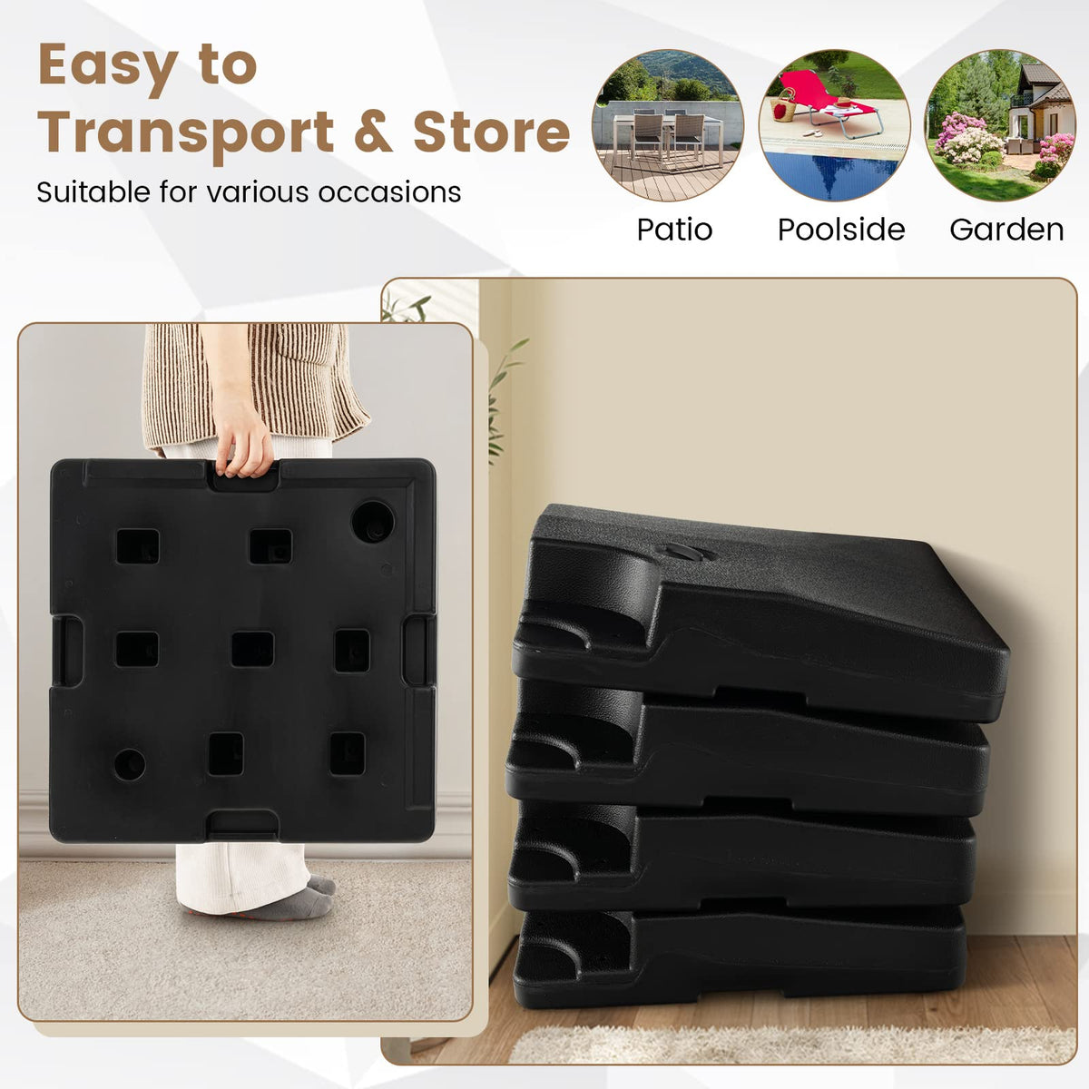 Heavy-Duty Water & Sand Filled Umbrella Stand for Pool