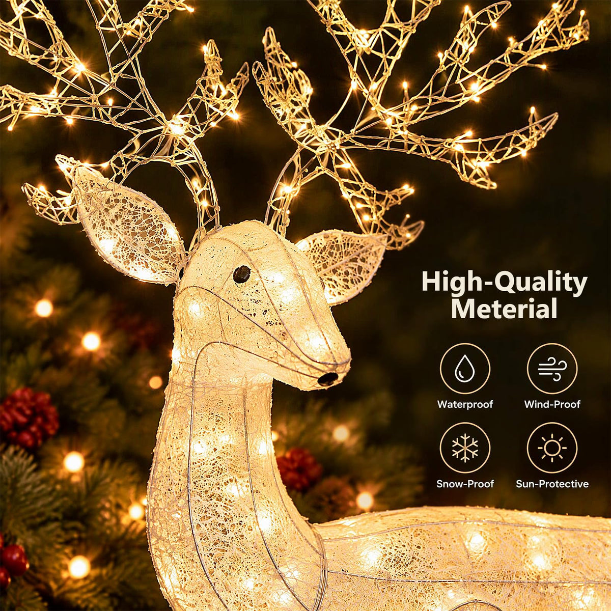 Lighted Kneeling Christmas Reindeer with 280 Warm White LED Lights