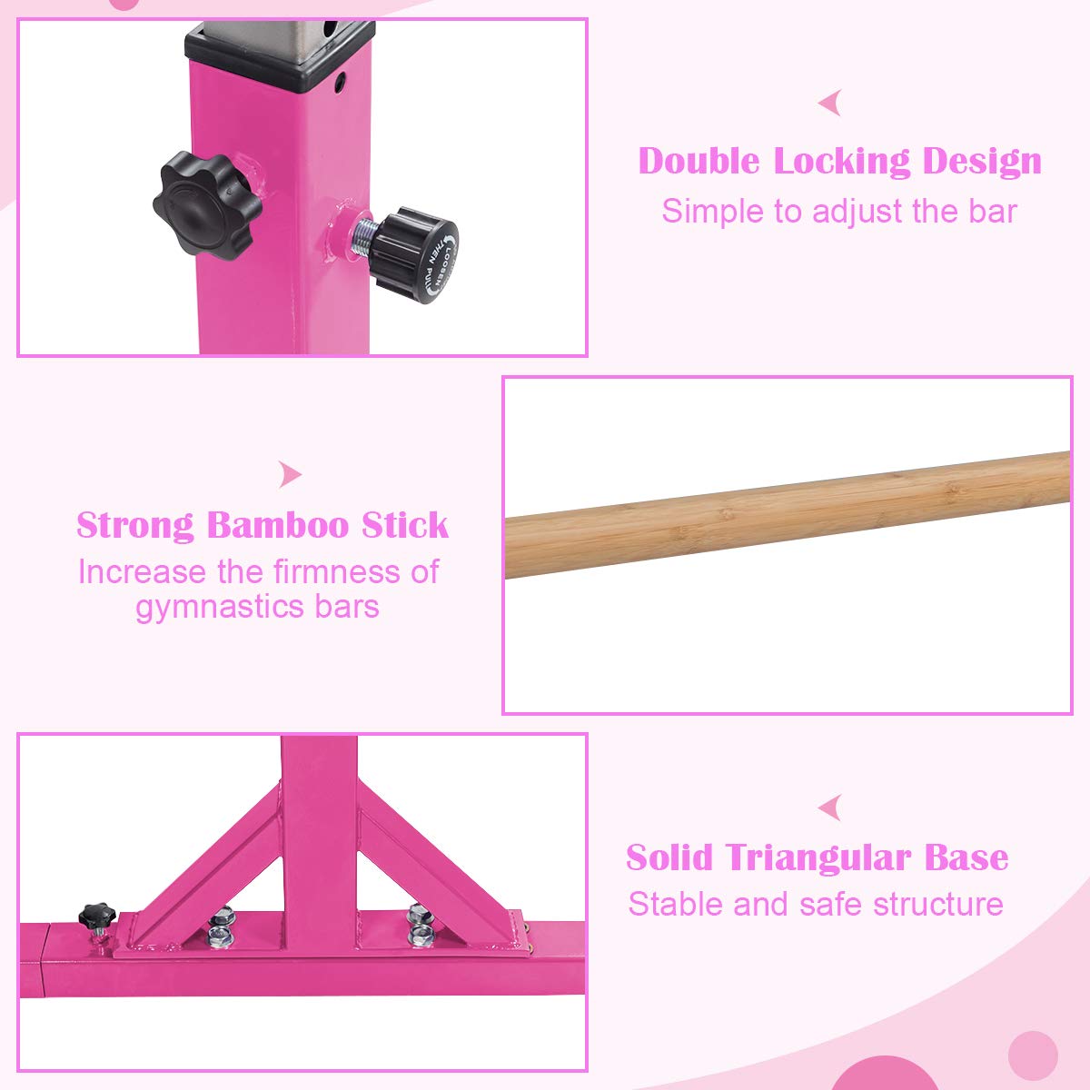 Gymnastics Parallel Bars, Double Horizontal Bar with Adjustable Width & 11-Level Heights, 120kg Weight Capacity