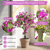 Giantex 2 Pack Bougainvillea Artificial Trees with PE Trunks & Ground Spike