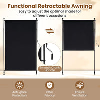150/200 cm Vertical Retractable Patio Awning with Crank Handle