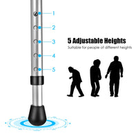 Portable Multifunctional Aluminum Crutch W/LED Light & Ergonomic Handle