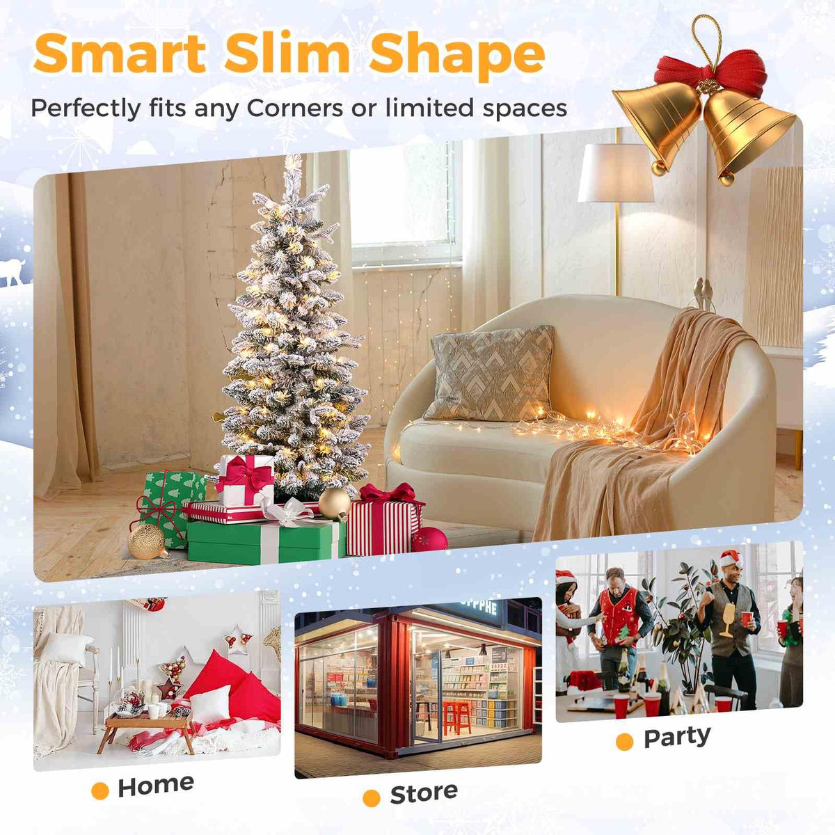 120CM Artificial Christmas Tree Potted with 176 Branch Tips PE and 8 Lighting Modes