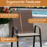 Outdoor Bar Stools Set of 2, 74 cm Fabric Bar Height Stools with Armrests