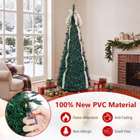 1.8M/2.1M Artificial Christmas Tree with Tree Topper Bow and 4 Ribbons