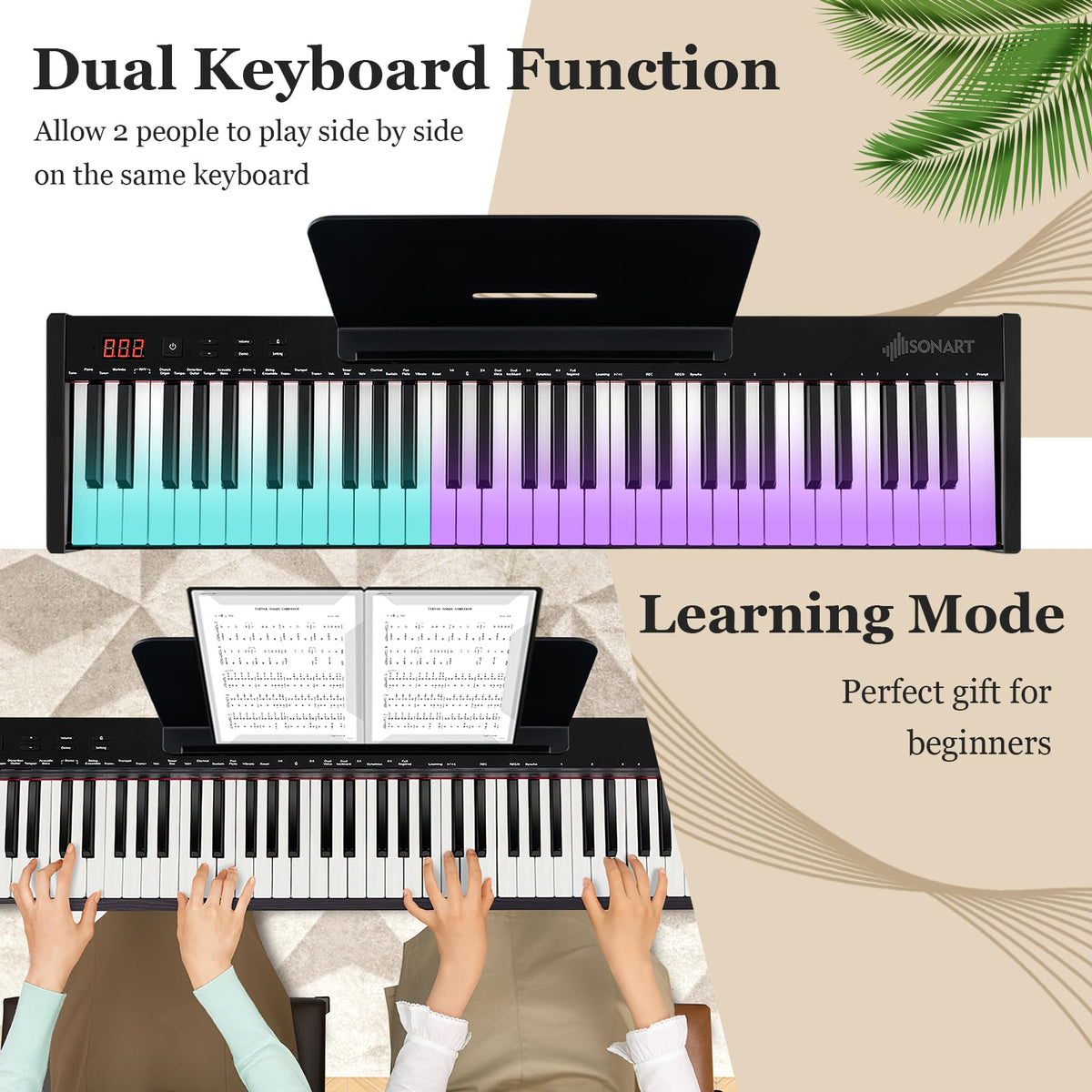61-Key Portable Electronic Keyboard Piano Complete Digital Piano Set