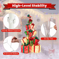 15 Pieces Staked Lighted Christmas Boxes with 450 Light Bulbs