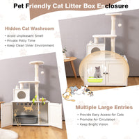 Cat Tree with Litter Box Enclosure 2-in-1 Modern Cat Tower with Cat Condo