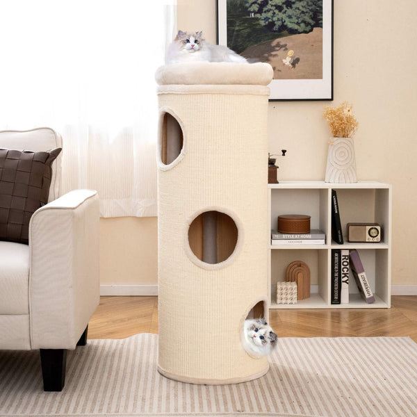 4-Story Cat House for Multiple Cats 112 cm Elevated Cat Cave Bed