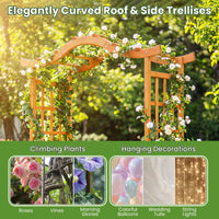 Garden Arbor with Gate and 2 Planter Boxes for Backyard