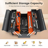 Metal Tool Box 5-Tray Cantilever with 3 Level Fold Out
