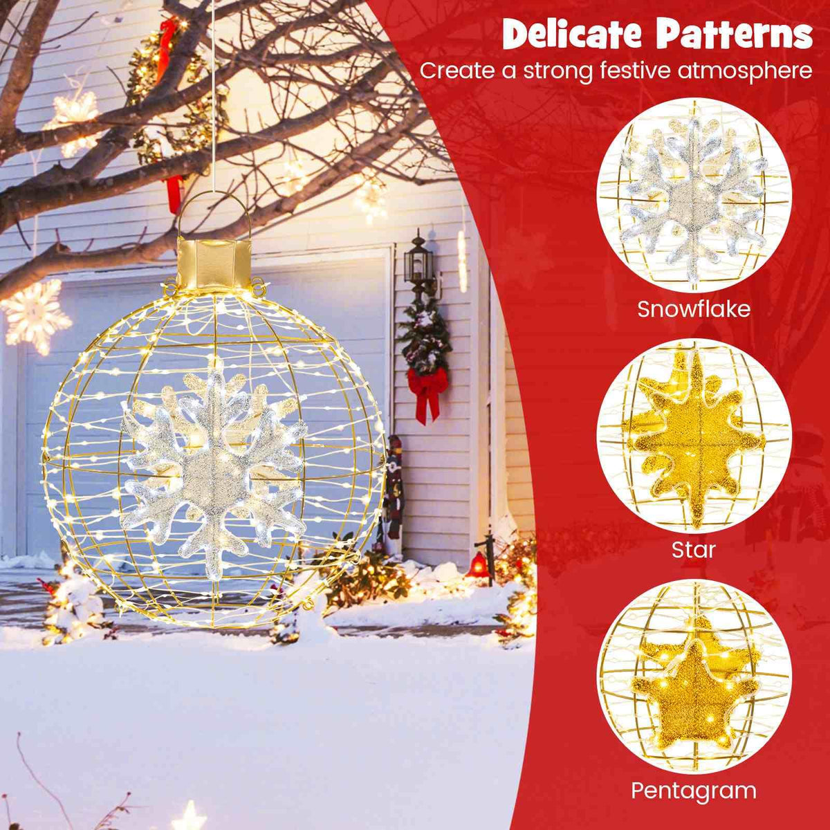 3 Piece Pre-Lit Lantern Balls with 732 Bright LED Lights