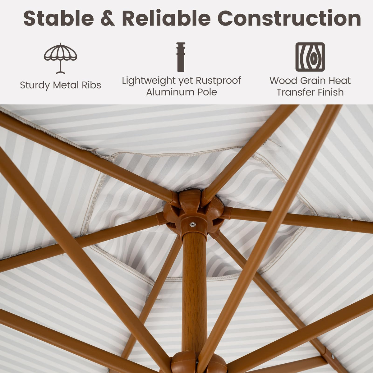 2.1m Patio Umbrella with Fringe Sun-Protective Polyester Canopy