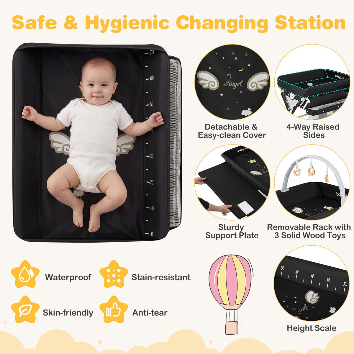 Baby Changing Table, Foldable Diaper Changing Station w/Storage Bag & Shelf