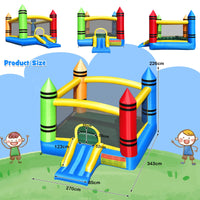 Children Jumping Castle Bouncer w/Fun Slide & Ocean Ball, Portable Castle Theme Bounce w/Storage Bag