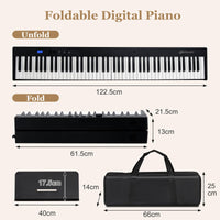 88-Key Foldable Digital Piano with MIDI & Wireless BT & Bag