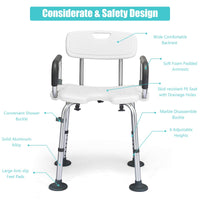 Non-Slip Shower Chair with Shower Buckle and U-Shaped Cutout