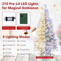 180cm Pre-Lit Artificial Christmas Tree with Snow Flocked Branch Tips