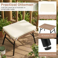 PE Rattan Egg Chair with Ottoman, Indoor & Outdoor Wicker Patio Lounge Chair