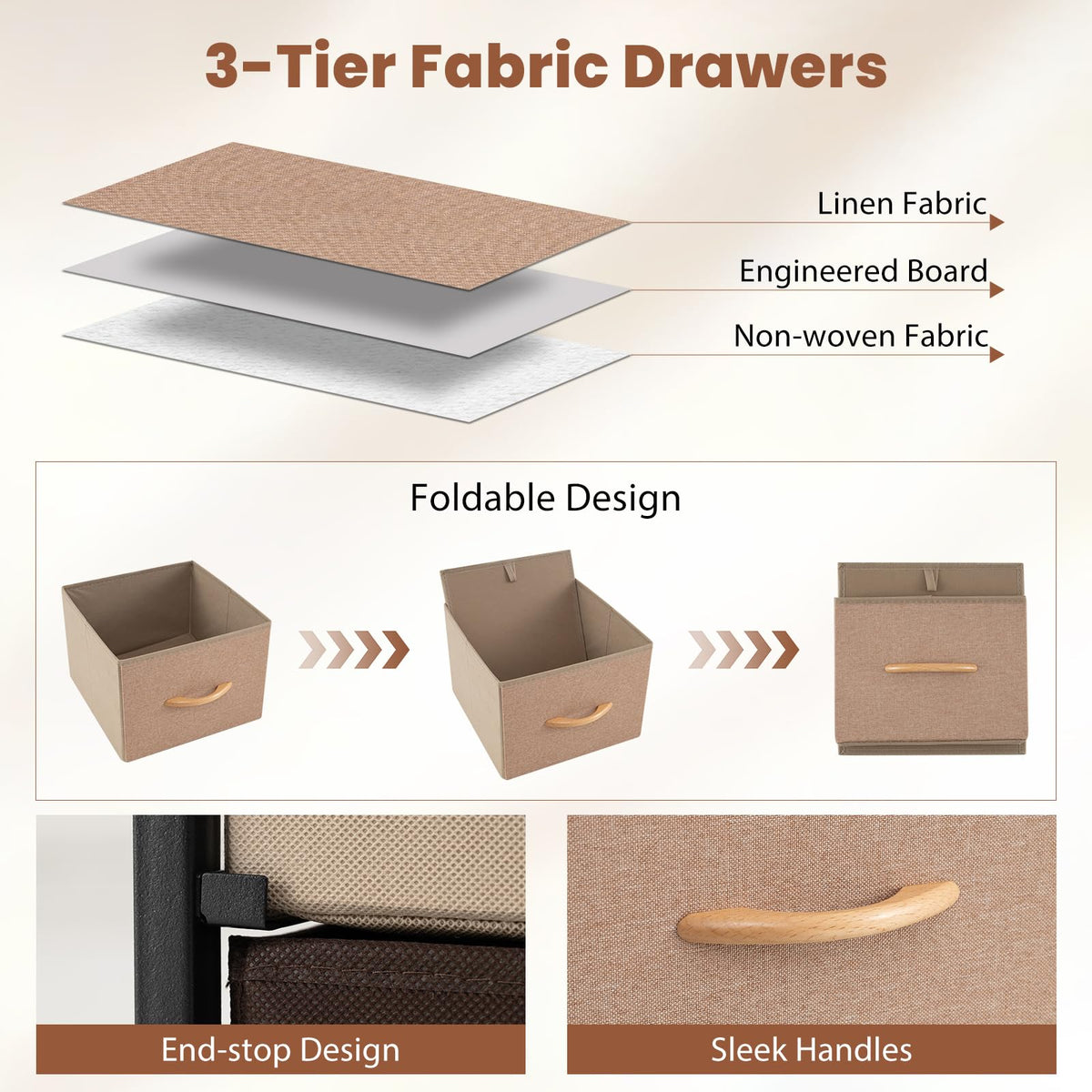 Giantex 4-Drawer Narrow Dresser with Removable Fabric Bins & Top Shelf