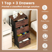 4 Drawers Dresser with Wooden Top and Heavy Duty Metal Frame