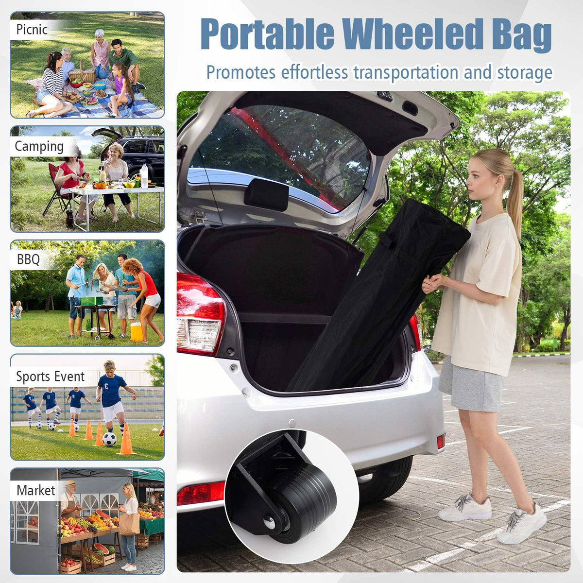 10 x 10 FT Pop up Canopy Tent with Sidewalls and Awning with Sandbags