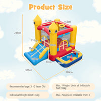 Kids Inflatable Bounce House, 6-in-1 Indoor Outdoor Children Jumping Castle w/Slide, Ball Pit, Basketball Hoop (Without Blower)