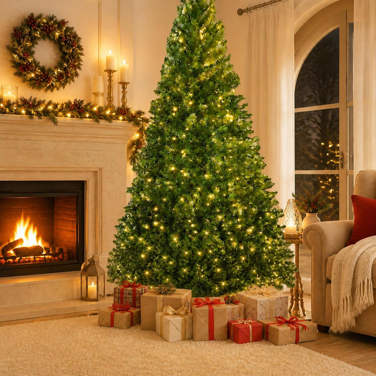 270cm Pre-Lit Artificial Christmas Tree w/ 1030 LED Lights