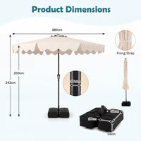 2.8M Patio Umbrella with Weighted Base Sandbags and Push Button Tilt
