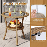 3 Pieces PE Wicker Patio Bistro Set, Outdoor Conversation Set