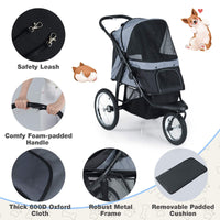 3-Wheel Pet Stroller for Small and Medium Dogs Foldable Cat Stroller Jogger