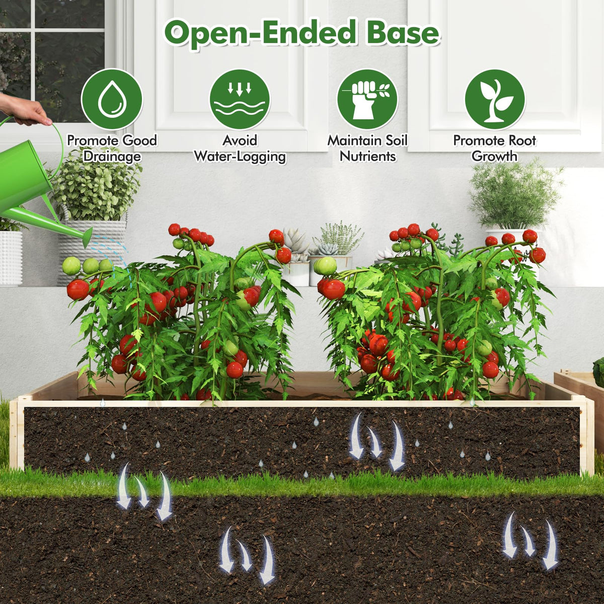 3-Tier Raised Garden Bed with Trellis and Elevated Planting Frame